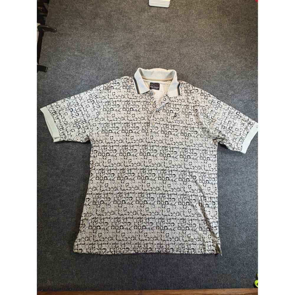 Greg Norman Collection Disney Mickey Mouse Geometric Polo Shirt Mens XL Gray